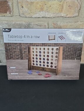 Tabletop 4-in-a-Row Game with Wooden Stand and Chips